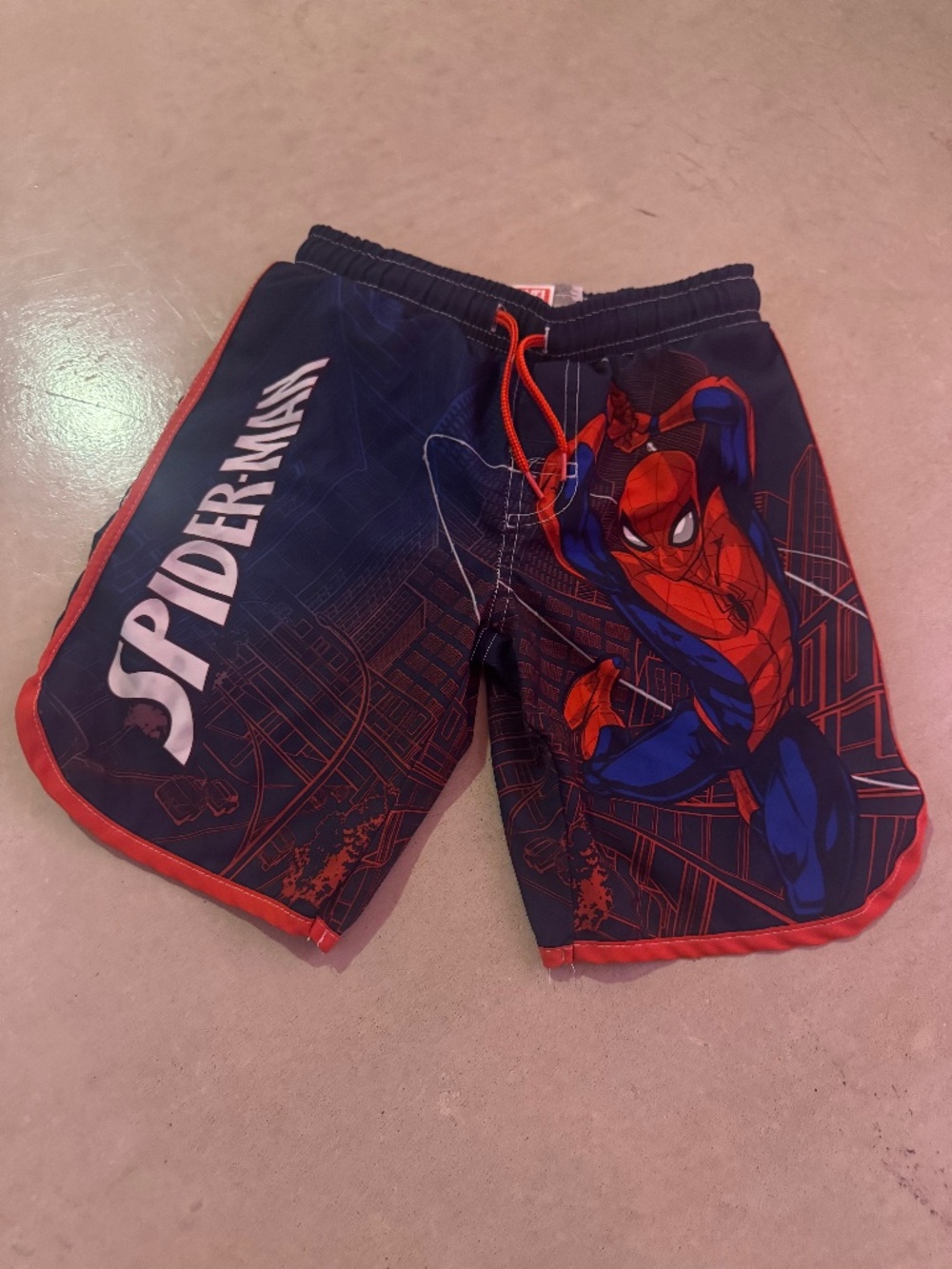 Marvel Spider-Man Boys Swim Trunks - Size 6/7 - Blue/Red Graphic Trunks
